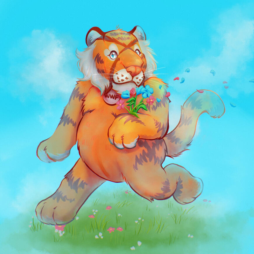 Tiger Plush in the Brush