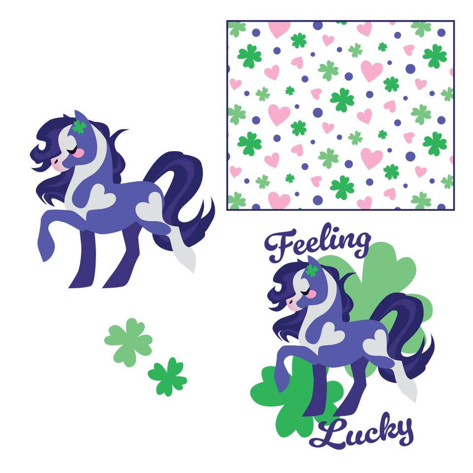 Happy Horses Clover Pattern and Elements