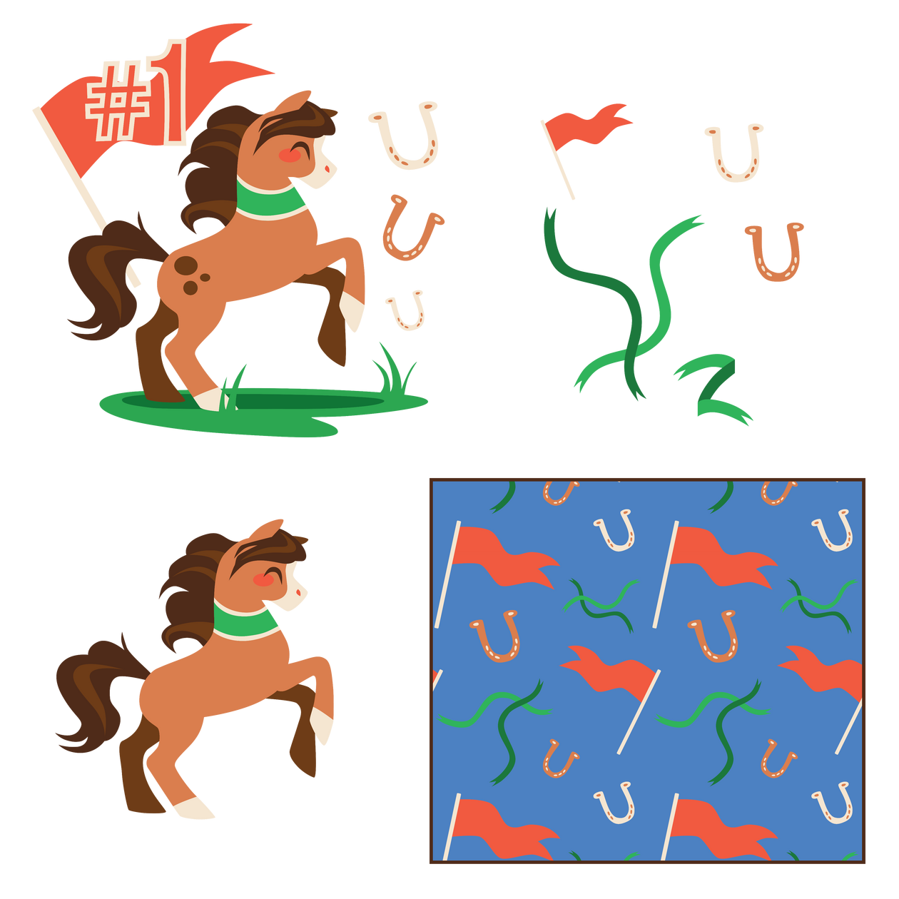 Happy Horses Racer Pattern and Elements